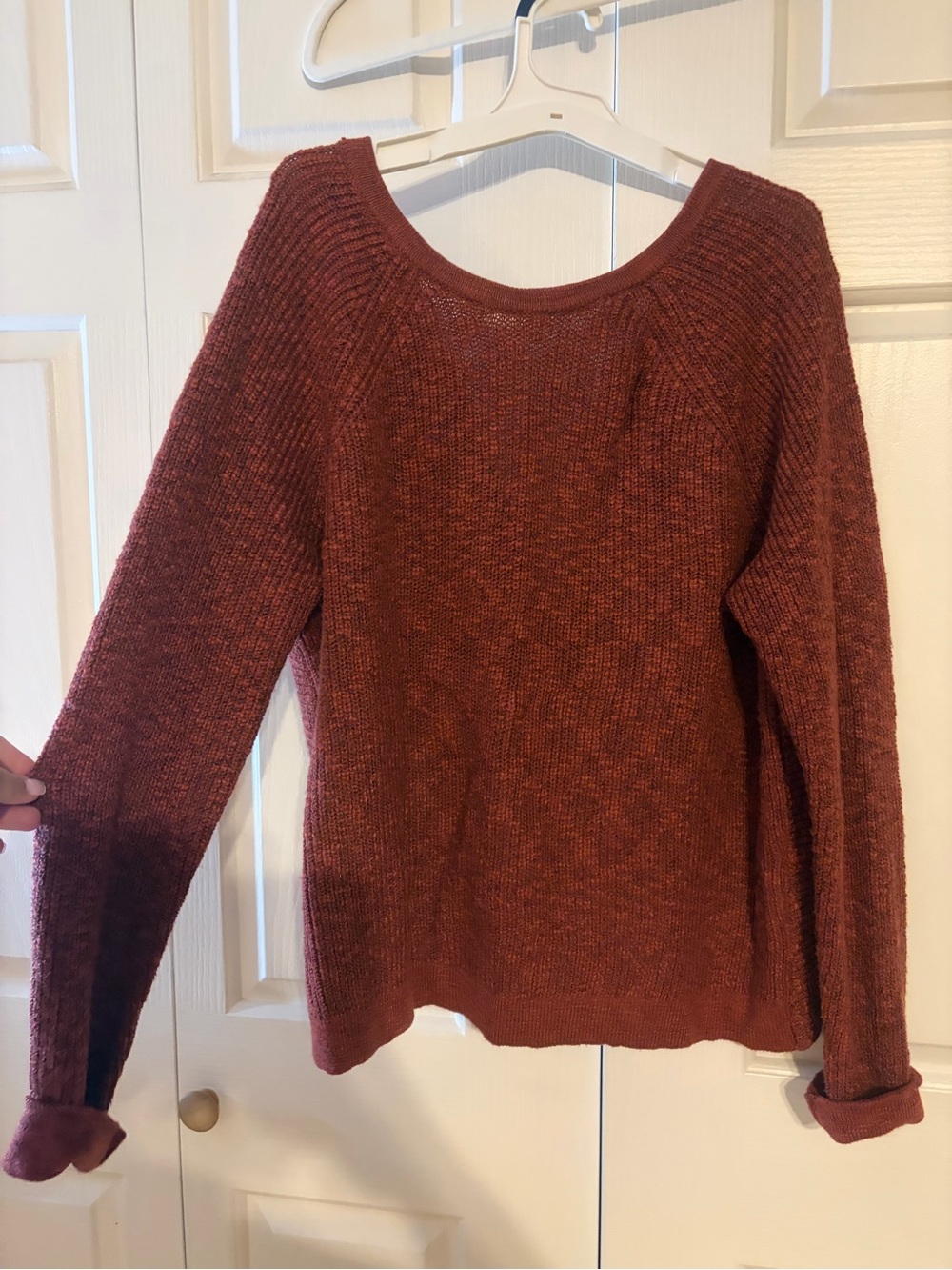 Aerie Women's Burnt Orange Scoop Neck Knit Sweater